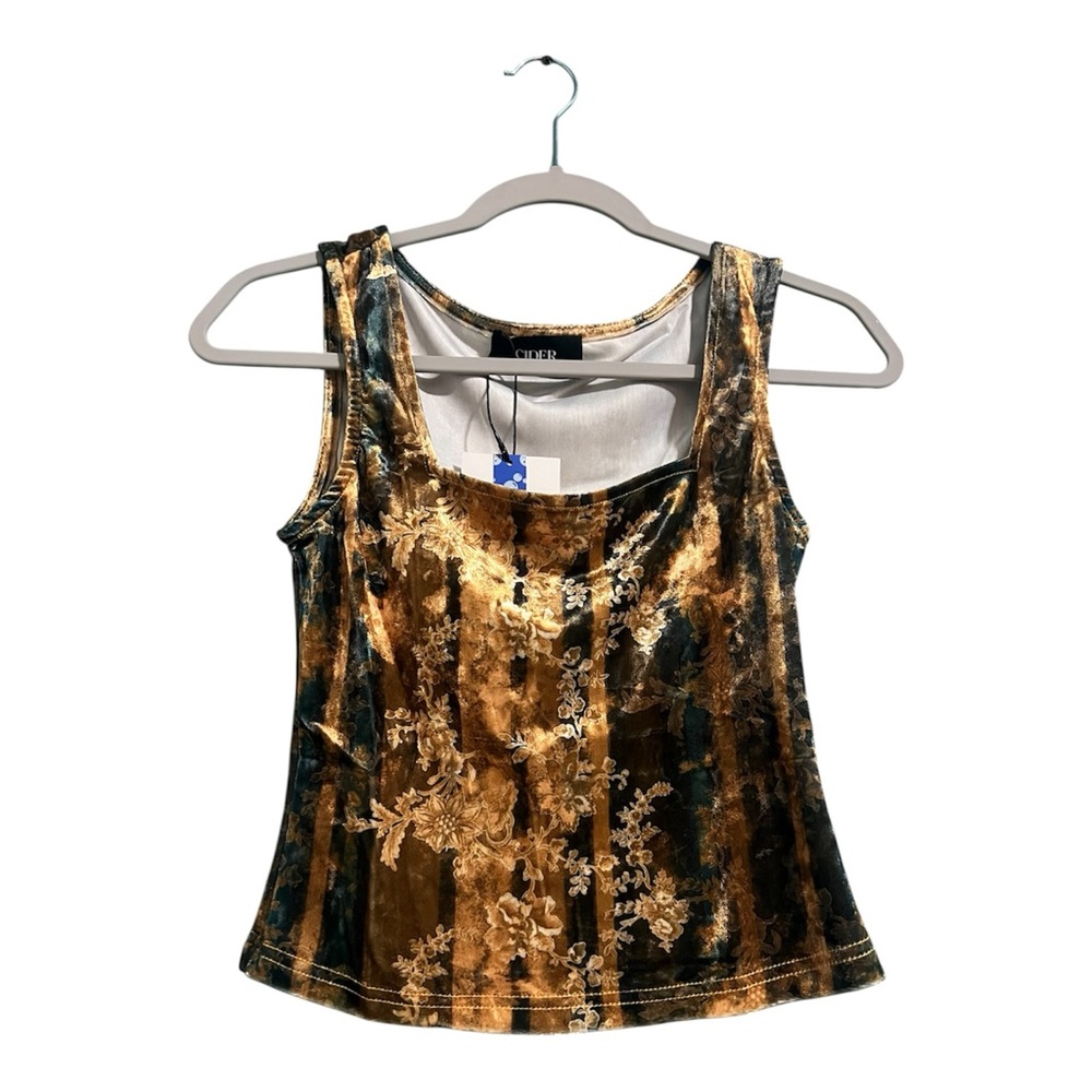 Chico's Elegant Velvet Tank Top in Gold and Brown